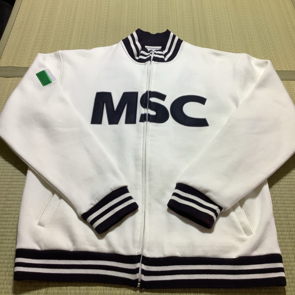 MSC Cruise Line Varsity Zip Up Jacket 2XL Fleece Embroidered White Black